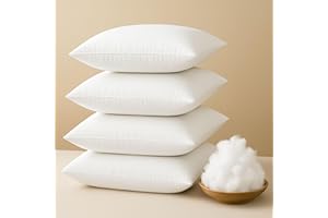 HEIRLOOM COMFORT Rectangular Lumbar Pillow Inserts (Pack of 4, 12"x20", White, Polyester) - Supportive Throw Cushions for Couch, Bed & Desk Chair - Ideal for Back Comfort & Home Styling