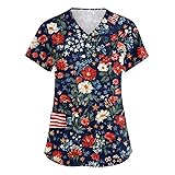 4th of July Tops Printed Nurse Uniforms 2025 Scrub