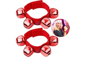 Augshy 2 Packs Christmas Wrist Bells, Red Wrist Band Jingle Bells Bracelets with Red Bells Adjustable Hand Ankle Bells Musical Instruments for Christmas Gifts Party Favors