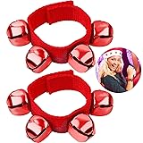 Augshy 2 Packs Christmas Wrist Bells, Red Wrist