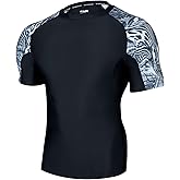 ADOREISM Men's Rash Guard Short Sleeve Quick-Dry UPF 50+ Sun Protection Compression Swim Shirts for Men