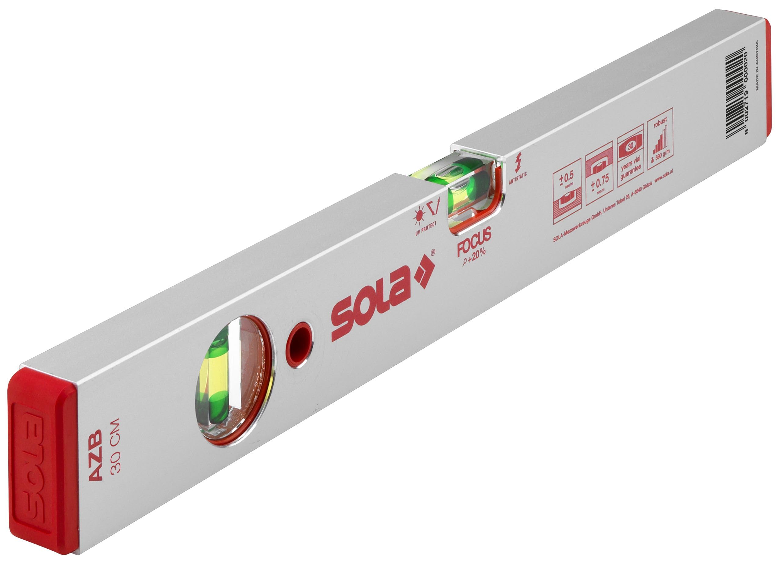 Sola 1010301 "AZB 30" Spirit Level, Red, 30 cm