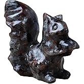 DZJXBZhu Flame Stone Squirrel Crystal Statue Healing Crystal Reiki Meditation Pocket Gem Guardian Sculpture Home Study Table Desk Decor Collection Gift for Loved Ones