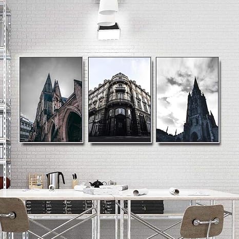 Amazon 絵画家の装飾hdプリントキャンバス市建物ポスター写真風景現代北欧スタイルリビングルーム壁アート 42x60cmx3フレームなし アートフレーム ポスター オンライン通販