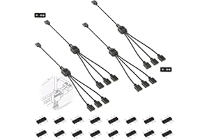 TNJPSEK 4 Pack 3Pin ARGB Spliter Cables with 16 Male Pins, 1-to-3 Female to Female Addressable RGB Spliter Extension Cable, 3-Pin RGB Splitter for 5V Computer Chassis PC Fans CPU Coolers Heat Sink