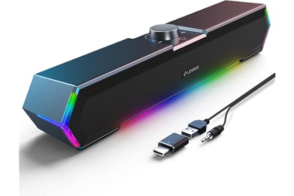 LENRUE G11 Computer Speakers for Desktop, Touch Lights PC Speakers with Surge Clear Sound, USB C/USB Powered for Computer Des