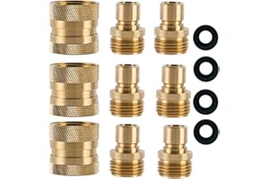 HQMPC Garden Hose Quick Connect Brass Hose Quick Connectors Water Hose Connector 3/4"GTH (3 Female Coupler+ 6 Male Nipples)