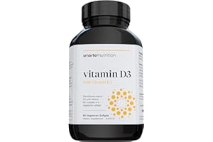 SMARTERNUTRITION Plant-Based Vitamin D3 Immune Support with Vegan K2 Complex in a Vegetarian Softgel - Includes 5,000 IU of Vitamin D for Immunity Boost, Complete Bone Health & Arterial Protection (1 D3+K2)