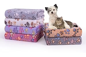 Dono 1 Pack 6 Dog&Cat Blanket, Soft Fluffy Fleece Puppy Blanket for Small Medium Large Dogs Girl, Pink Paw Print Puppy Dog Cat Warm Sleep Mat Blankets Essentials for Dogs
