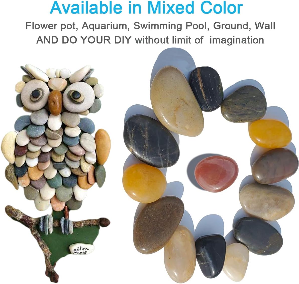 2 Pounds Pebbles Polished Gravel, Natural Polished Mixed Color Stones, Small Decorative River Rock Stones (32-Oz) : Garden & Outdoor