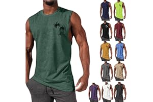 Bluecatlala Men's Summer Tank Tops T-Shirts Hawaiian Tropical Printed Sleeveless Shirts Fitted Muscle Top Sport Tee Shirt