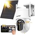 Security Camera Wireless Solar Panel Charging - 360 View 2K Home Outdoor Camera Audio Alarm with Motion Detection Outside Cam