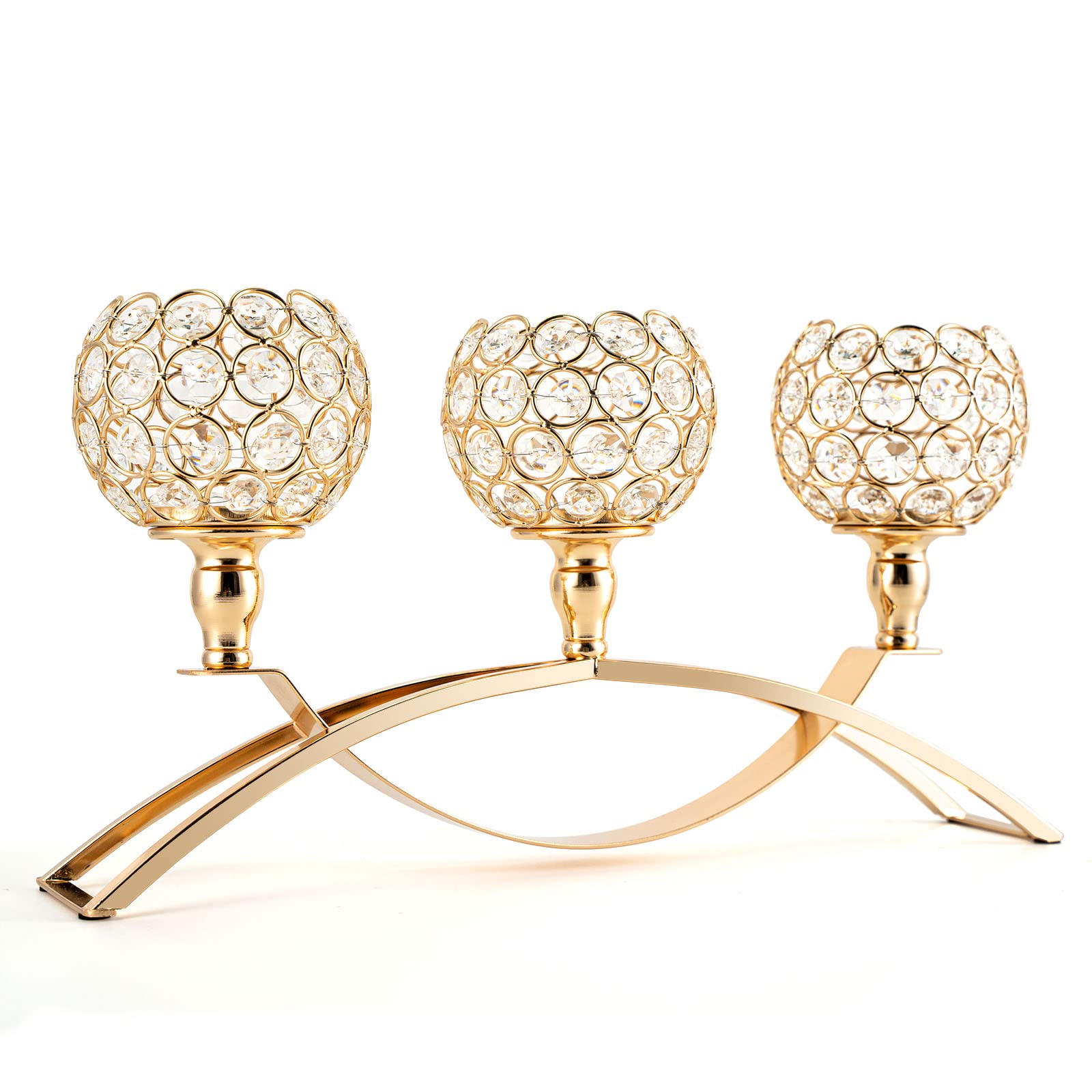 VINCIGANT Crystal Candle Holder Gold Halloween Decorations Table Centerpiece Christmas Ornaments for Living Room, Gift Box Package