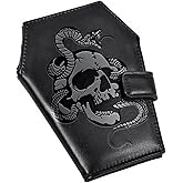 ZGYLIN Gothic Wallet Leather with Embossed Skull Snake, Coffin Wallets for Women, Punk Horror Bifold Wallets, Goth Gifts for Halloween Accessories
