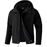 wantdo Men's Plus Softshell Jackets Lightweight Fleece Lined Jacket Plus Size Hooded Jacket Waterproof Windbreaker