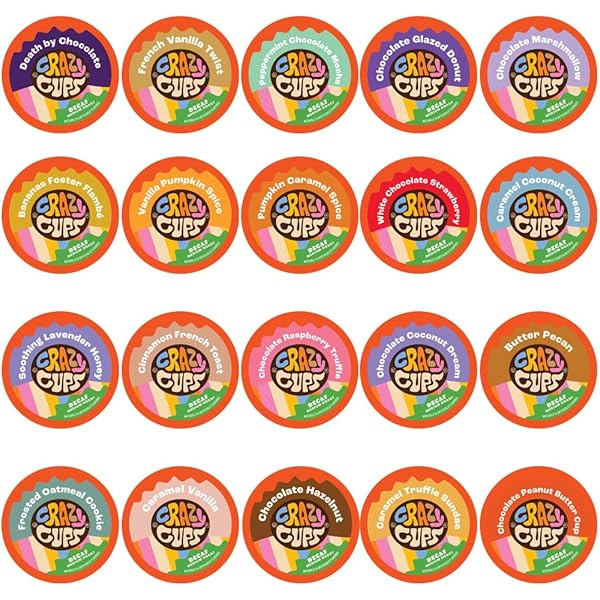 CRAZY CUPS FLAVORED DECAF COFFEE SINGLE SERVE CUPS FOR KEURIG K CUP BREWER VARIETY PACK SAMPLER, 20 COUNT (PACK OF 1)