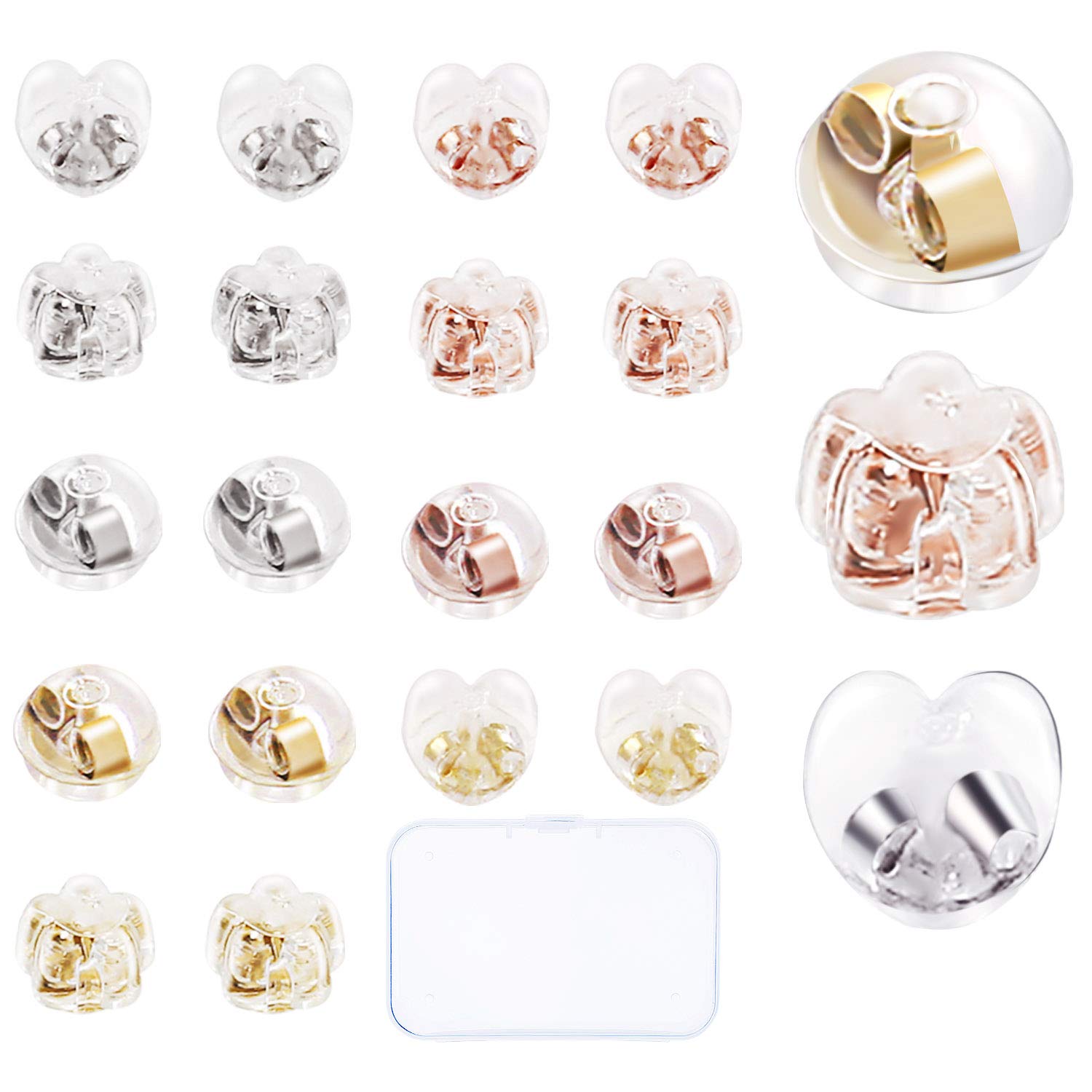 54 Pieces Silver Silicone Earring Backs Soft Clear Earring Backs Safety