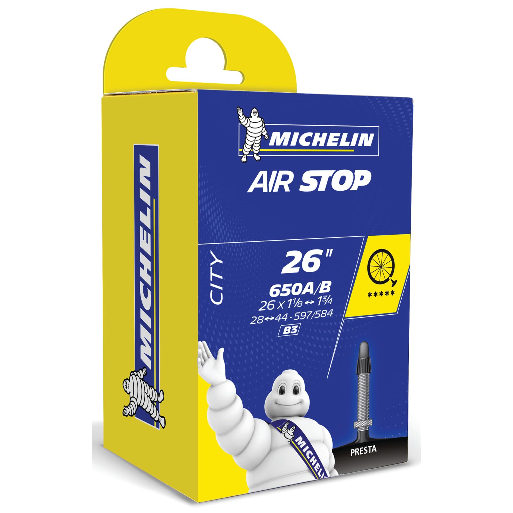 Michelin Cicli Bonin Unisex Adult 26 B3 Pr Tube - Black, One Size/29 mm