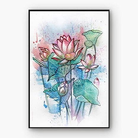 Amazon Co Jp ウォールアート北欧モダンモジュラーキャンバス花水彩画イラスト書道ポスター家の装飾写真ギフト用70x100cmフレームレス ホーム キッチン