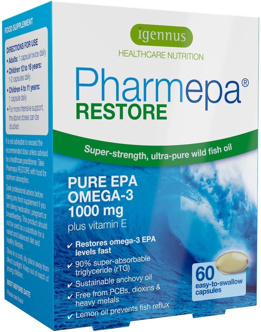 Igennus Pharmepa Restore, Pure EPA 1000mg, IFOS Certified, Omega-3 Triglyceride Form Fish Oil, Highly Absorbable rTG Form