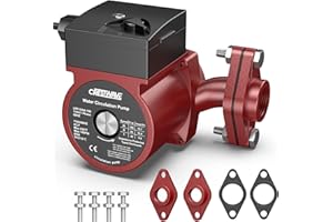 CrestWave 110V Circulation Pump, 3-Speed Adjustable 13 GPM Hot Water Recirculating Pump, Circulator Pump for Water Heater with 3/4" FNPT Flanges & Kit, for Boiler, Solar, Hydronic Heating Use, Red