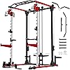 JELENS C11 Multi-Function Power Rack, 2000 Lbs Power Cage With Adjustable Cable Crossover System And More Training Attachment, All-in-One Squat Rack With Dual Pulley System, Weight Cage For Home