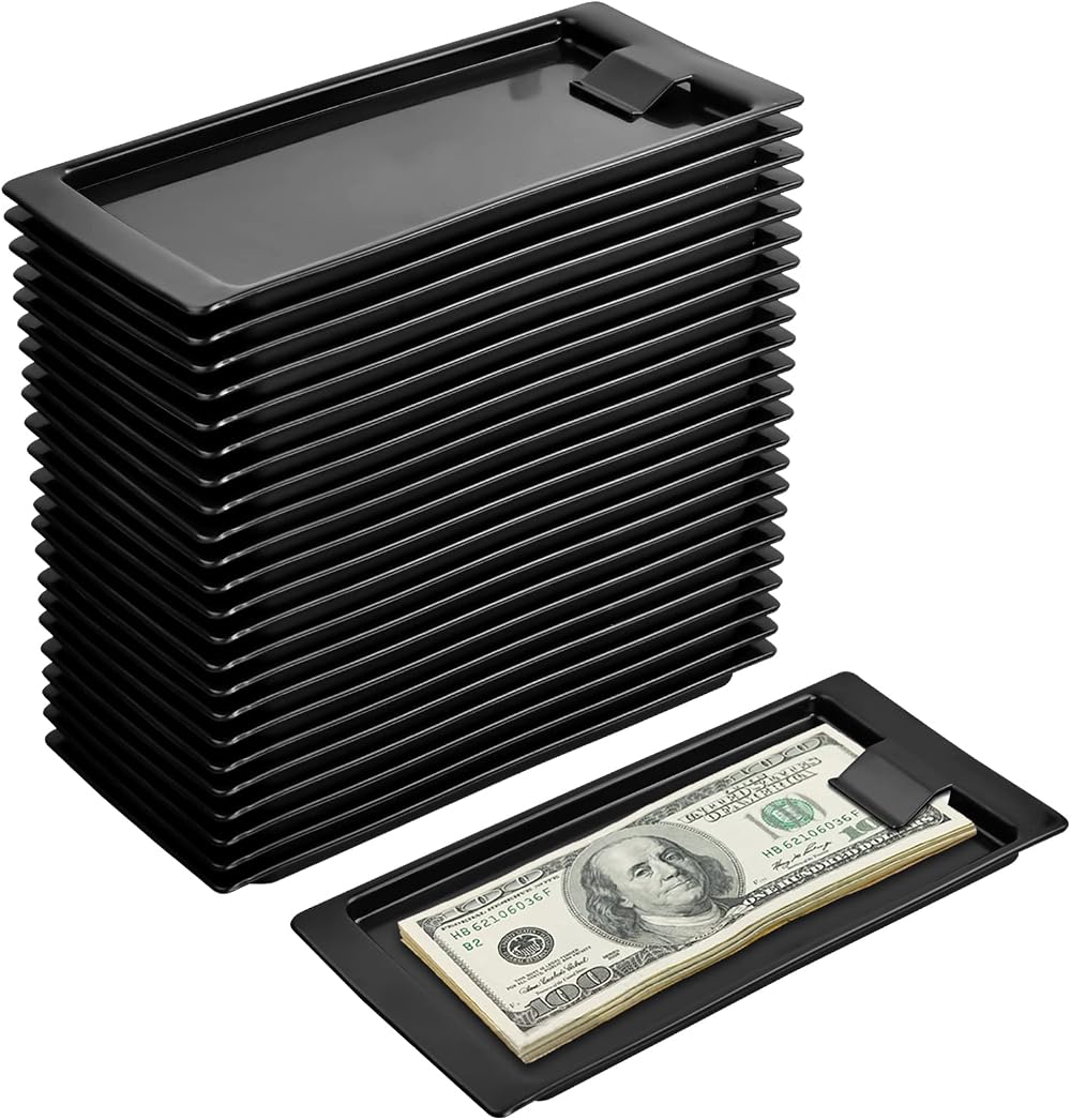 Azonelife 24 Black Plastic Check Holders Waitress Restaurant Bill Receipt Tray