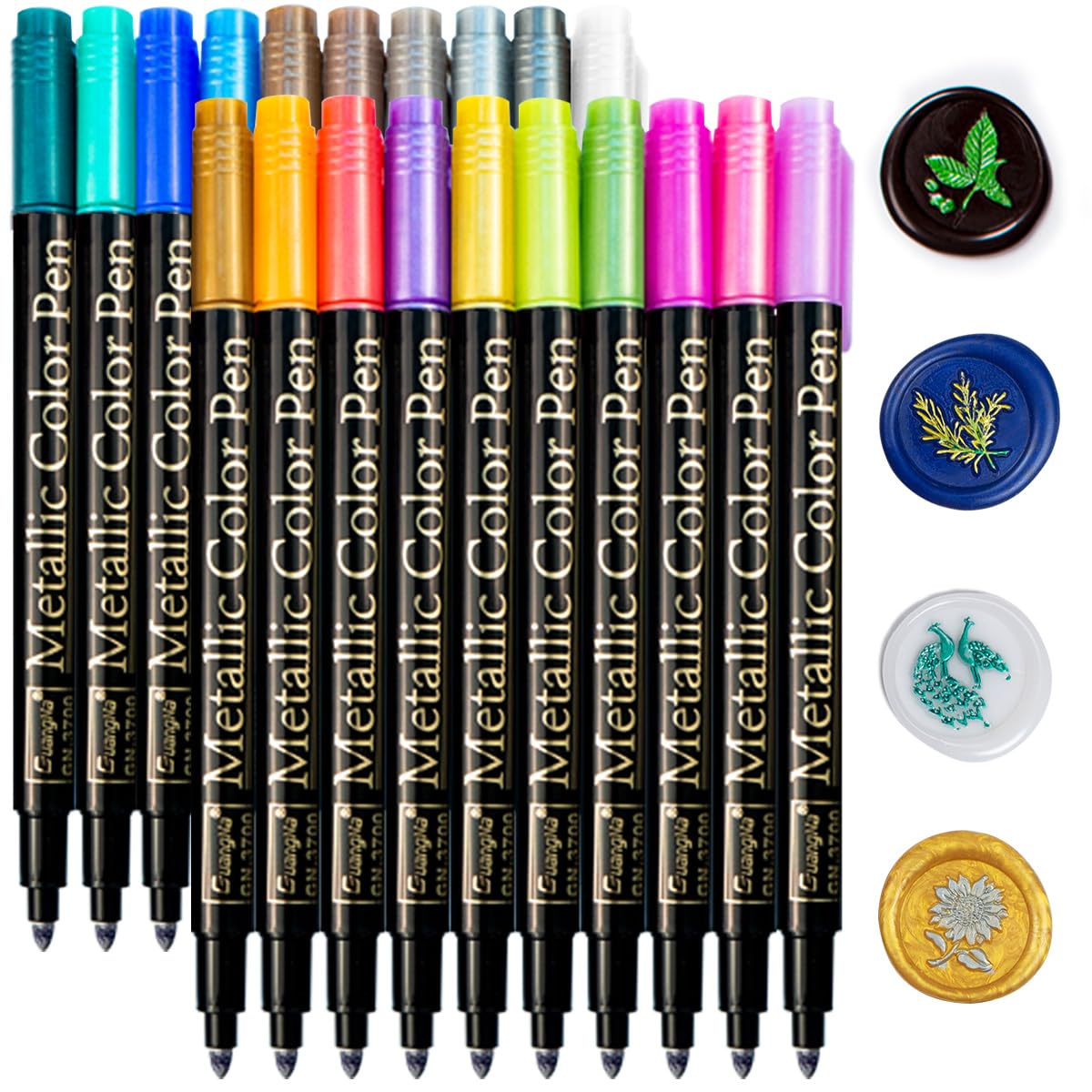 Zifospy Wax Sealing Pen, 20-Pack of Premium Metallic Pens for Wedding Stationery. Compatible with All Wax Seal Beads and Sticks.