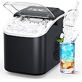Countertop Ice Maker Machine: 26lbs/24H, 8 Bullet Ice Cube Ready in 6-9 Mins, Self-Cleaning Ice Machine with Basket and Scoop
