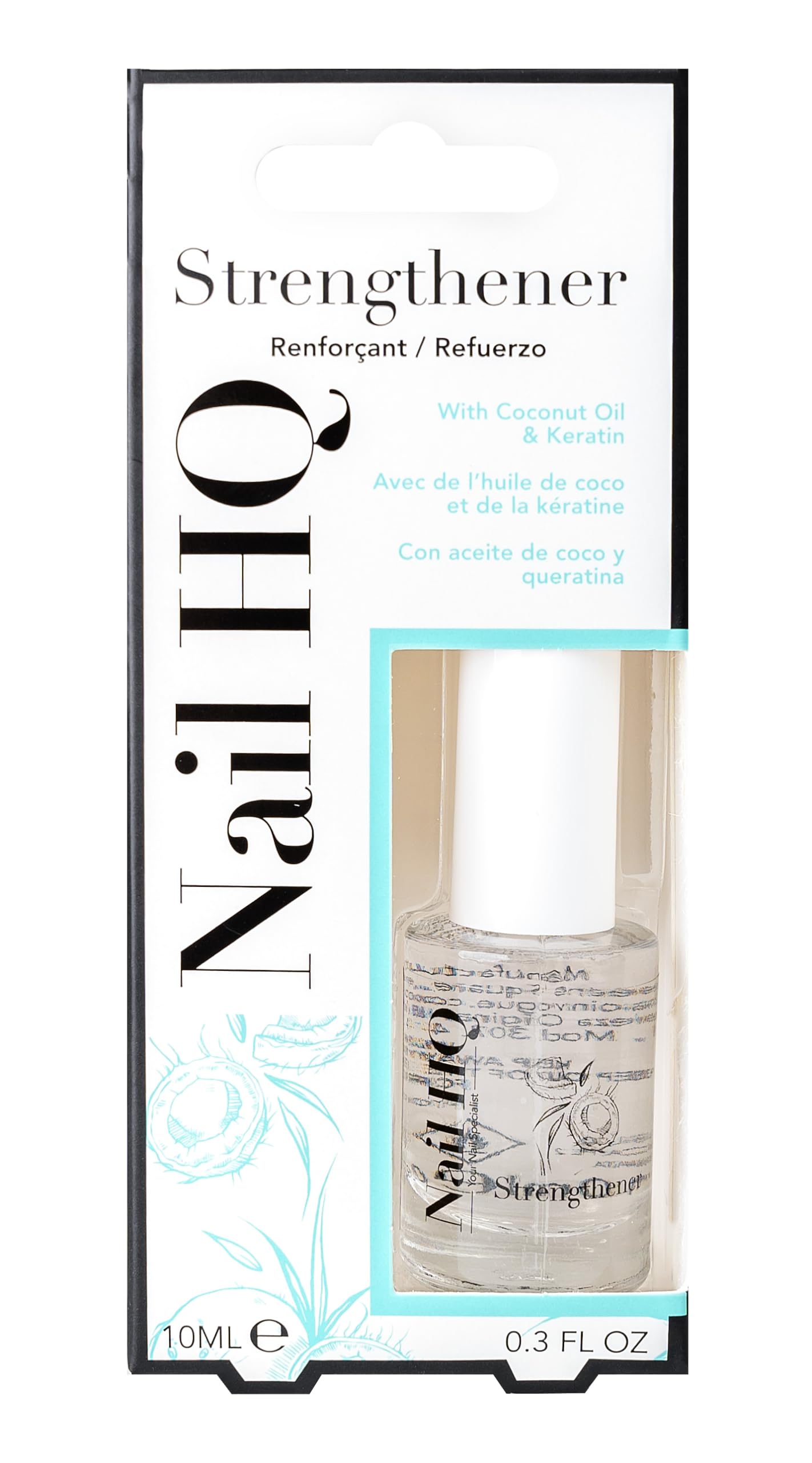 Nail HQ Nail Strengthener 10 ml – Professional Nail Treatment for Brittle & Weak Nails | Infused with Keratin & Coconut Oil | Clear Polish, Strengthens, Nourishes & Protects Nails