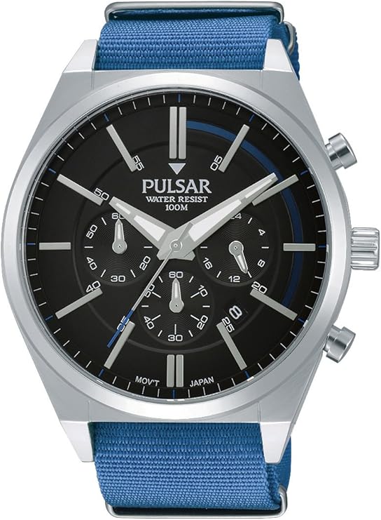 Pulsar Men's PT3703 Sport Stainless Steel Nylon Strap Chronograph Wrist