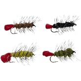 Feeder Creek Woolly Worm Assortment - 12pc Wet/Streamer Flies | Trout and Bass Flies | 4 Color Variety | Woolly Bugger Variation