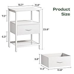 Huuger Night Stand with Fabric Drawer, Side Table