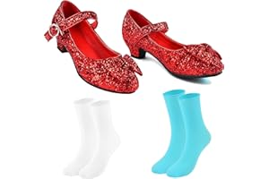 Matiniy Red Glitter Shoes Socks Set for Girls Book Storybook Character Dress Accessories for Kids Toddler Halloween Dress