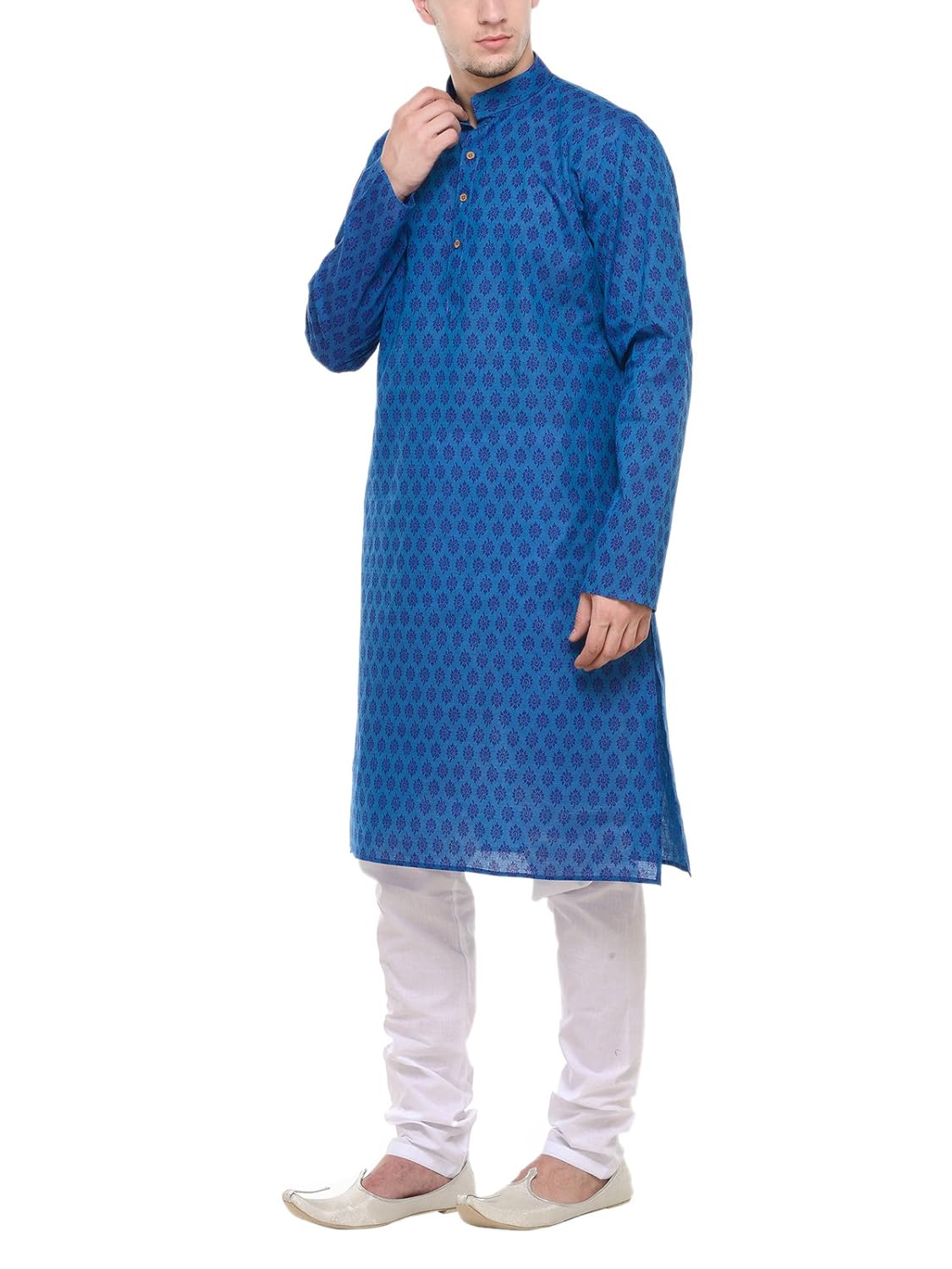 rg designers blue self printed full sleeves kurta pyjama set