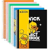 Comix 6-Pack 1 Subject Notebook with Plastic Cover, 70 Sheets 8.5" x 11" College Ruled Notebook with 1 Divider for Office/School/Home (Black,Blue,White,Green,Pink,Orange)