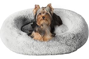 Cozzze Orthopedic Calming Dog Bed for Medium Dogs, Anti Anxiety Pet Bed with Removable Washable Cover, Fluffy Dog Sofa Bed Supportive Foam, Light Grey