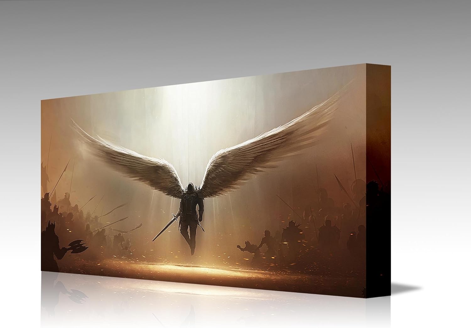 ANGEL WARRIOR Large 61cm x 31cm (24"x12") Gallery Framed Canvas Art