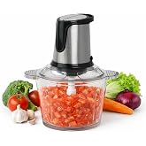 400W Food Processor with Glass &amp; Stainless Steel Bowls, 4-Blade Chopper | Dual bowls and 4 stainless steel blades chop vegetables, fruits, herbs, nuts, and meat with ease.