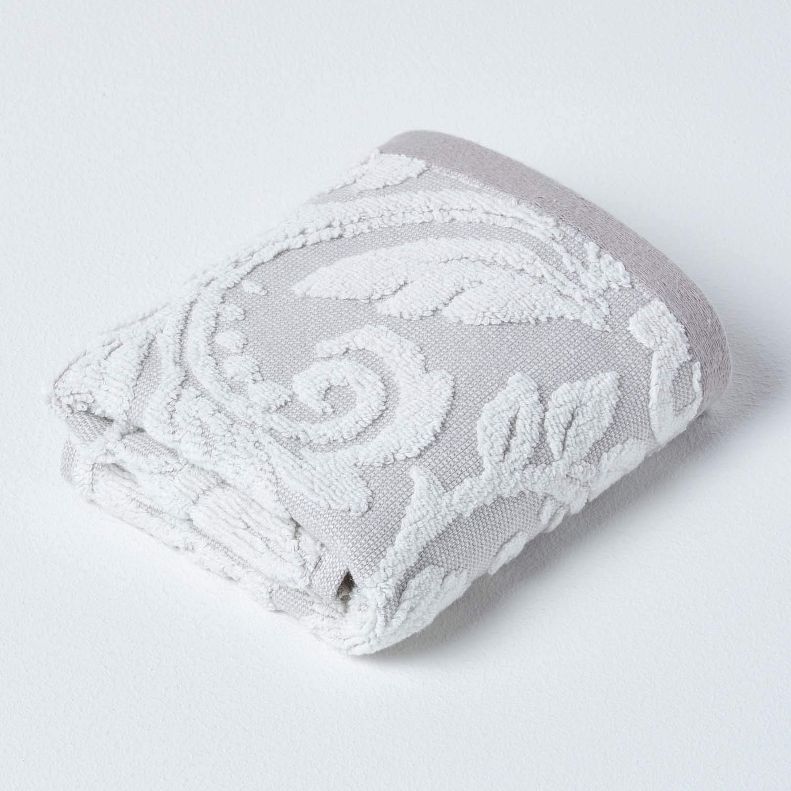 Homescapes Luxury Beige Guest Towel 100% Turkish Cotton Patterned Small Super Soft & Absorbent Extra Thick 600GSM Ringspun Light Brown Towel with Damask Pattern