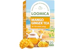 LOOMICA Mango Ginger Tea Bags, Caffeine-Free, Spiced Herbal Tea with Ginger, Cardamom & Cinnamon, Naturally Sweet & Tropical Vibe, Perfect for Relaxation, 20 Counts