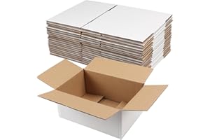 Hoikwo 9x6x4 Shipping Boxes Set of 25, White Corrugated Cardboard Box for Small Business for Packaging Mailing