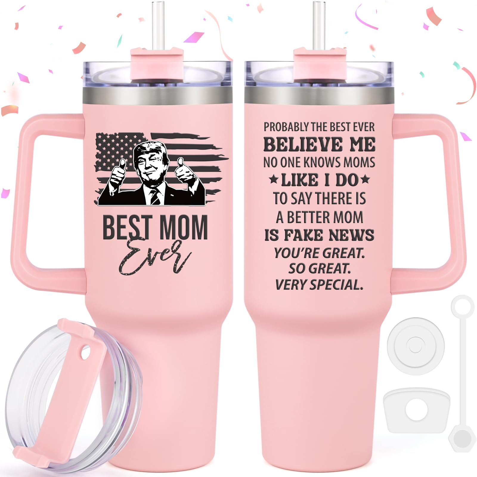 LiqCool Mom Christmas Gifts, 40 Oz Best Trump Mom 2024 Ever Tumbler Cup