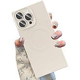 PSIOXY Silicone Case for iPhone 14 Pro Max Magnetic with Camera Lens Protector Compatible with Magsafe Slim for Women Men Scratchproof Shockproof Protective Phone Case for iPhone 14 Pro Max White