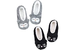 DICUIRD Womens Slipper Socks Low Cut Comfy&Warm Animal Non-skid Bedroom Slippers