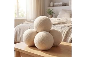 XL Wool Dryer Balls 4 Pack - 100% Organic New Zealand Wool Fabric Softener Alternative - 8cm Large Reusable Laundry Ball - Re