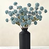 Waipfaru 10pcs Fake Silk Pompon Mum Artificial Flowers, Bulk Faux Mini Chrysanthemums, for Centerpieces Wedding Fillers Champagne Arrangements Shower Decorations, Blue