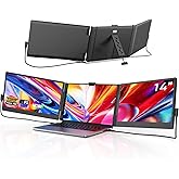 FEZOBR Laptop Screen Extender, 14'' FHD 1080P IPS Portable Monitor for Laptop, Triple Screen Extender Monitor Plug-Play for Mac/Windows/Chrome, Fit 13”-17.3” Laptops