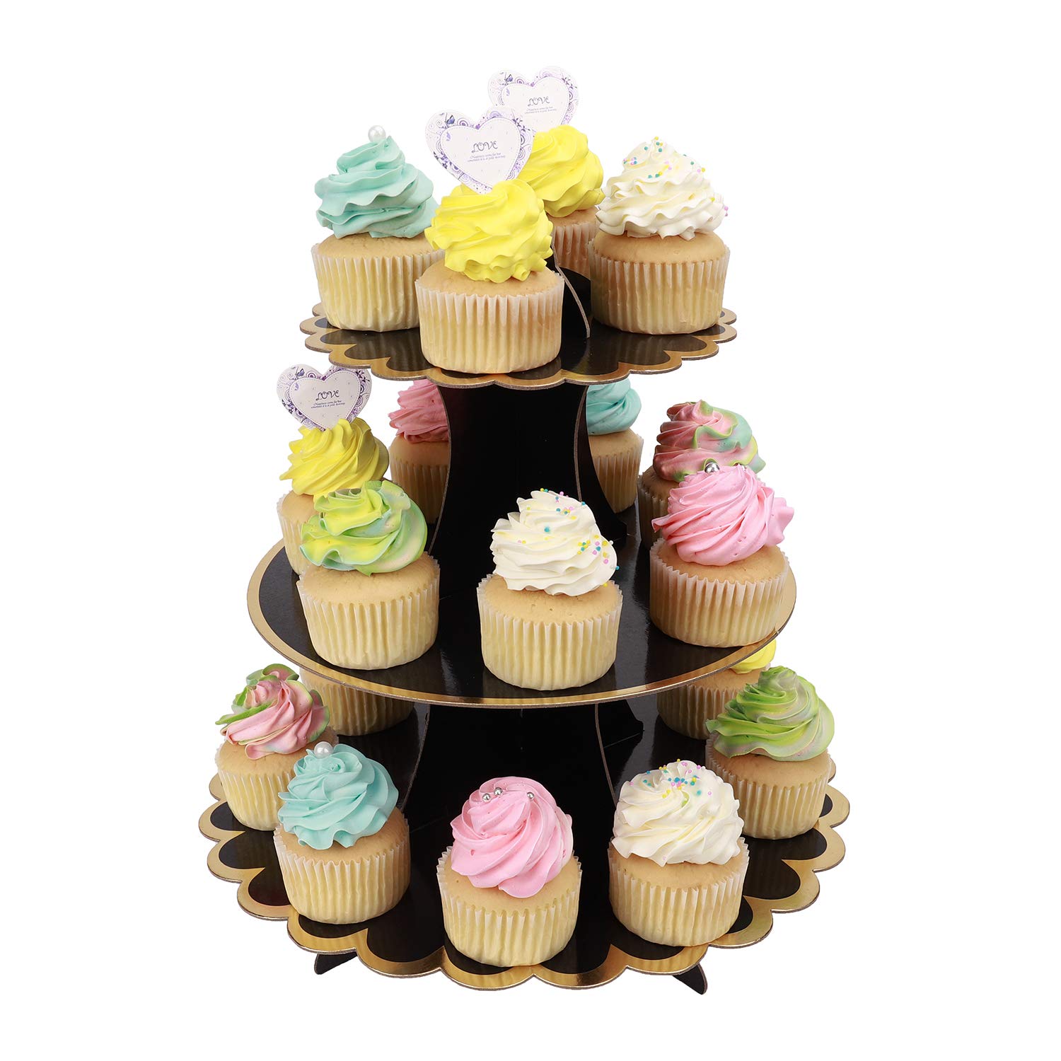 MengH-SHOP Cupcake Stand 3 Tier Cupcake Dessert Holder Cardboard Round Tower for Kids Baby Girls Themed Party Birthday Party