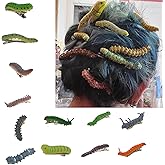 12Pcs Halloween Caterpillar Hair Clips Hand Painted Reptile Hair Clip Headpiece Spooky Halloween Party Hair Accessories Fun 3D Bug Duckbill Clips